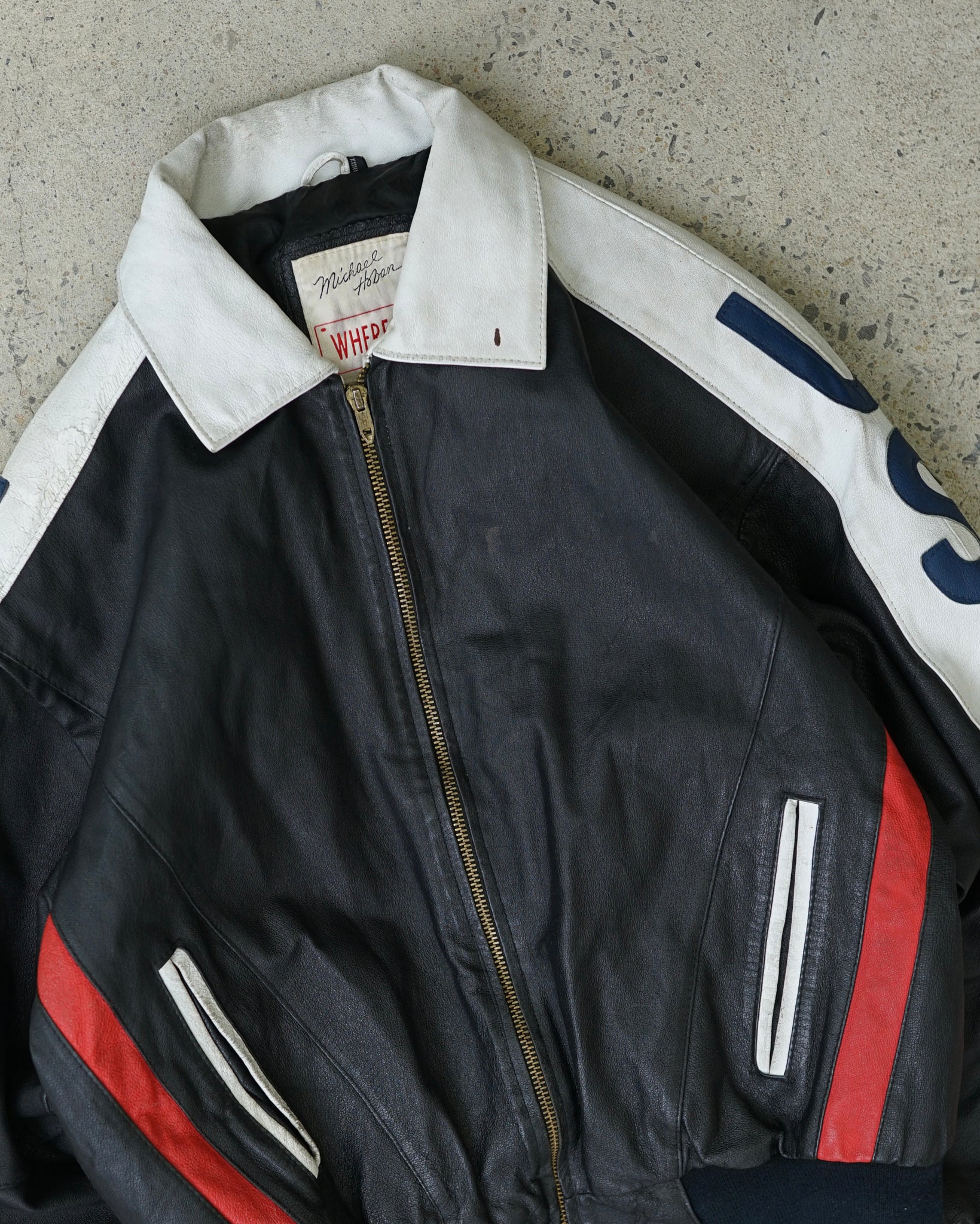 usa leather jacket - medium