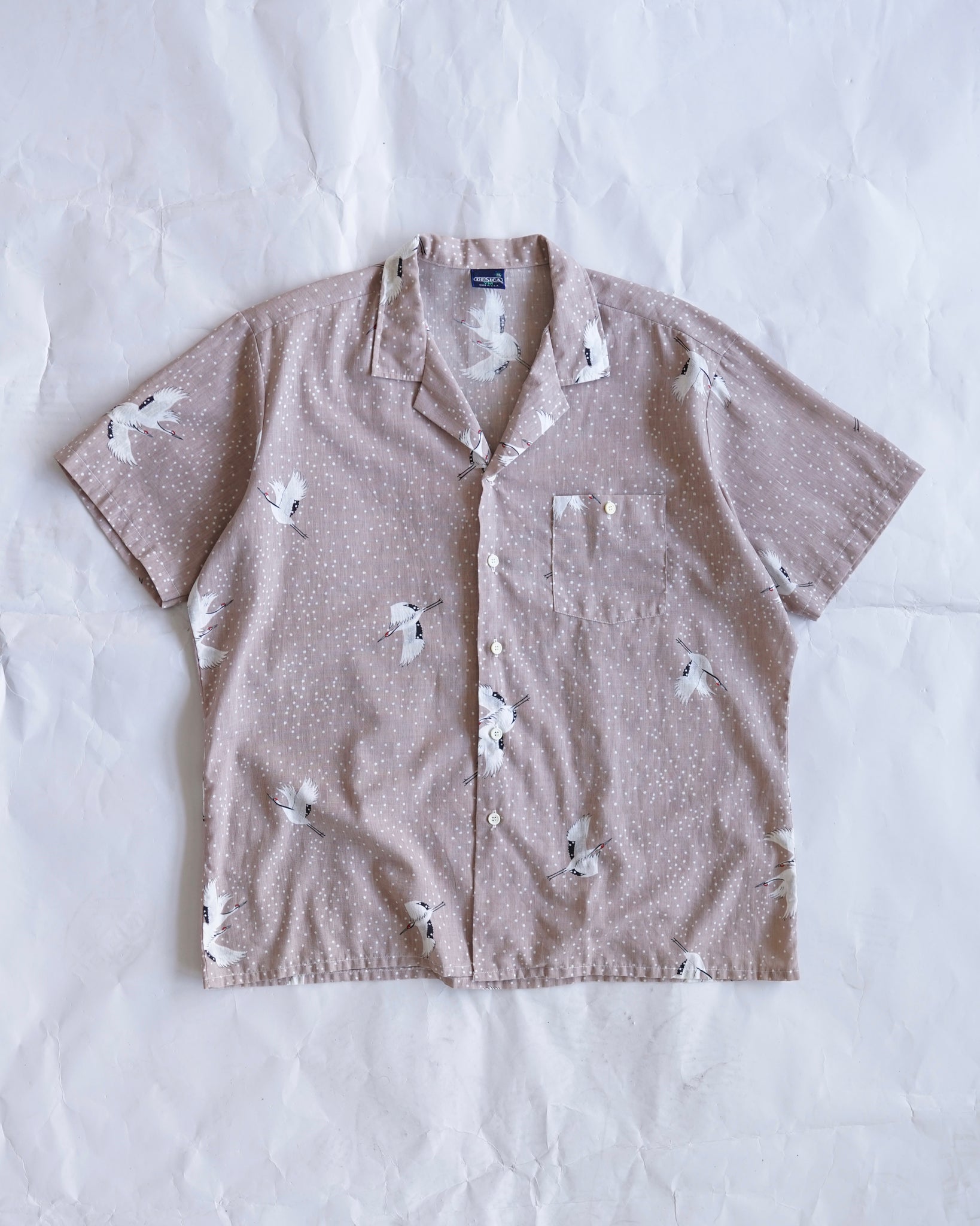 desica heron pattern button-up shirt