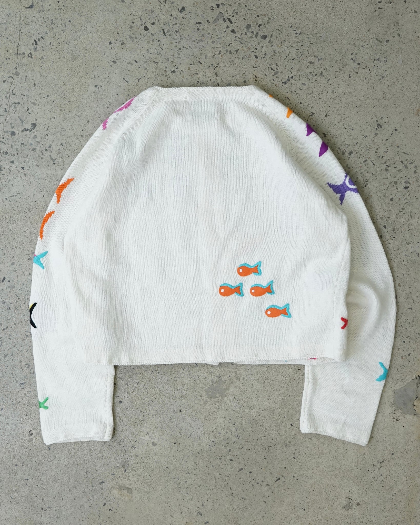 michael simon fish knit zip-up sweater