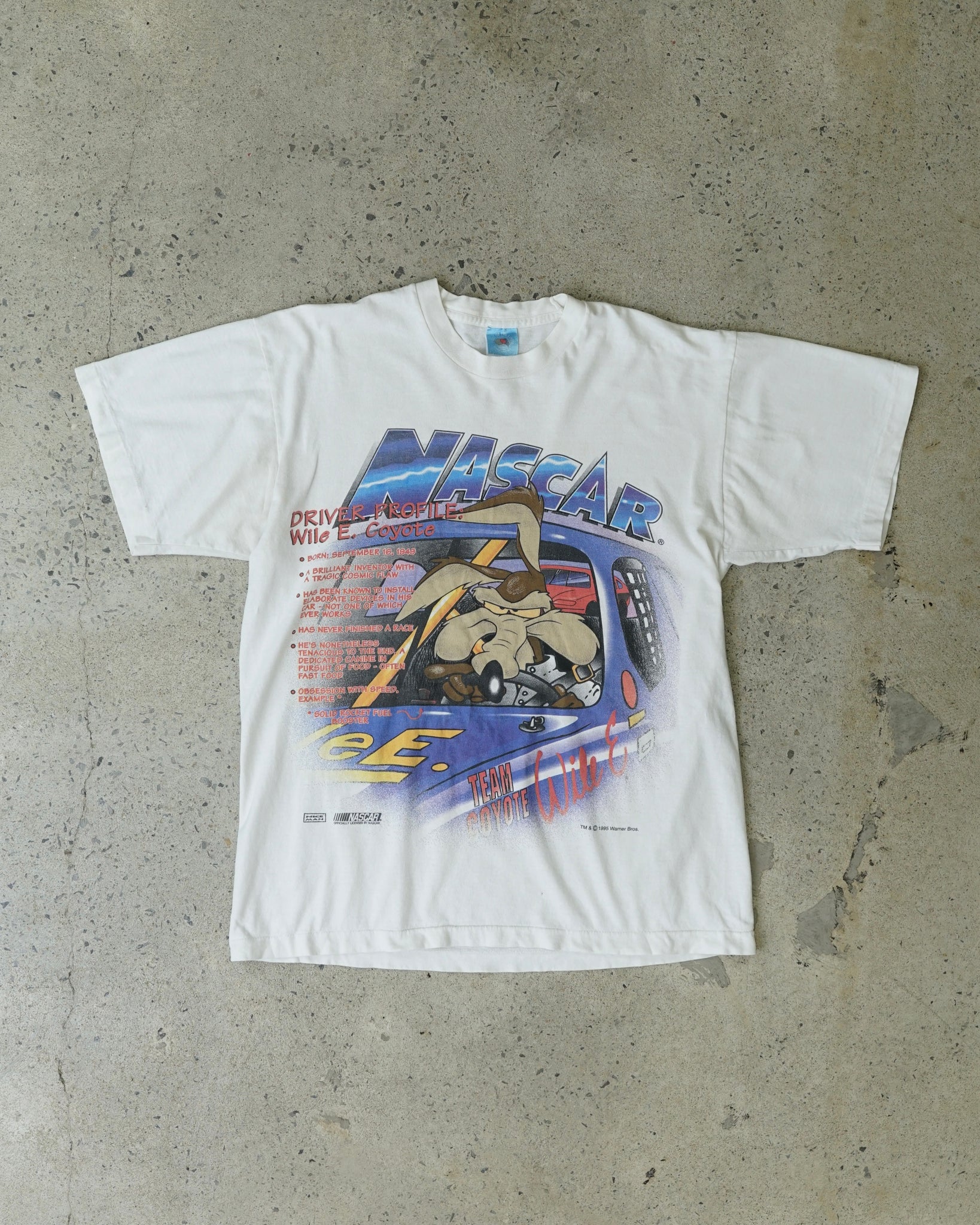 wile e. coyote nascar 1995 t-shirt