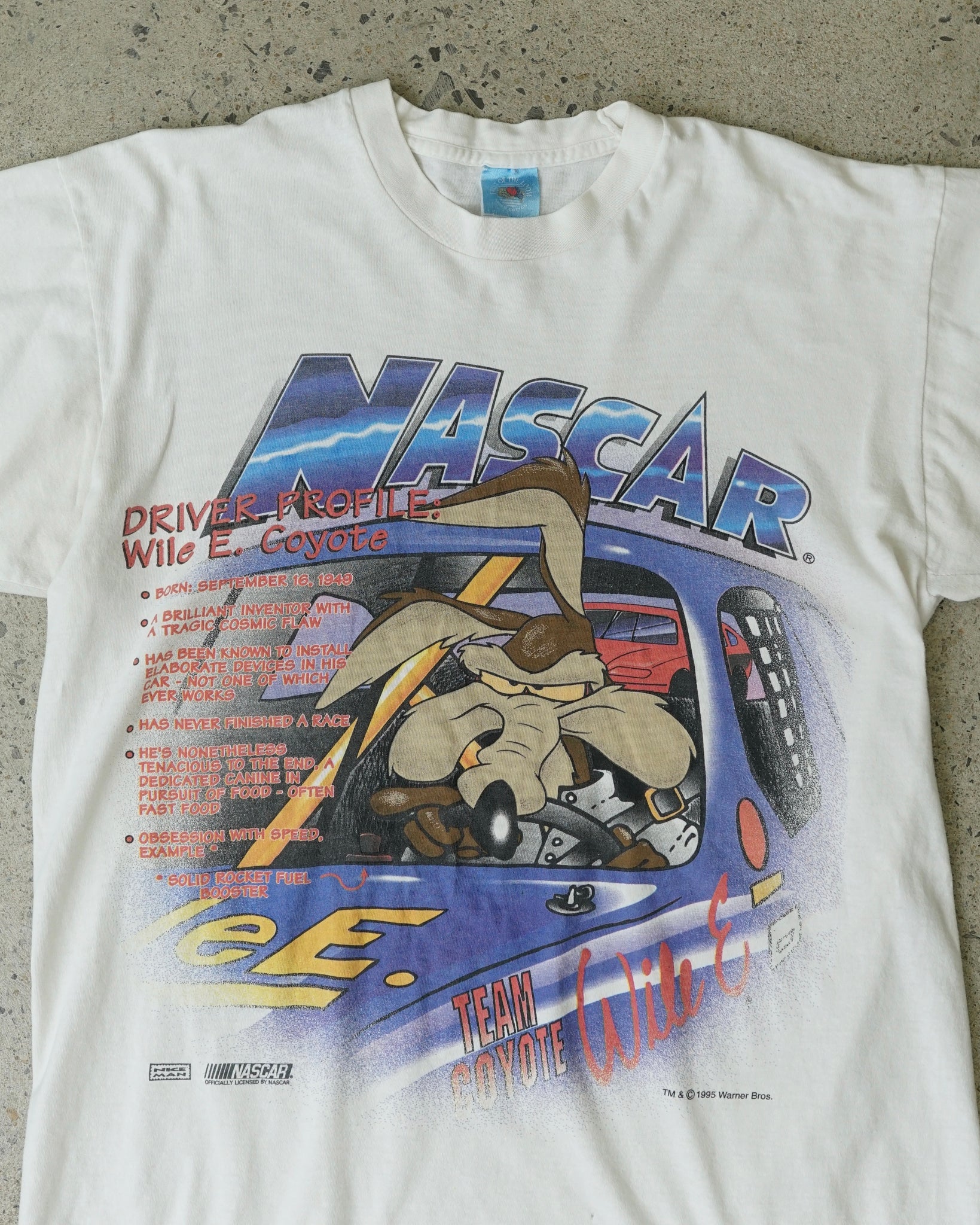 wile e. coyote nascar 1995 t-shirt