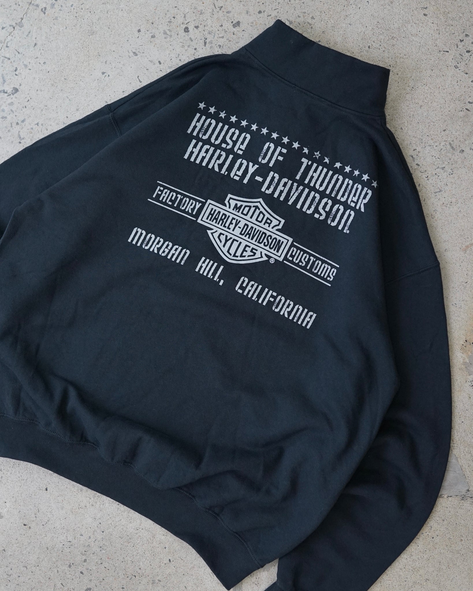 harley davidson morgan hill california 1/4 zip sweater