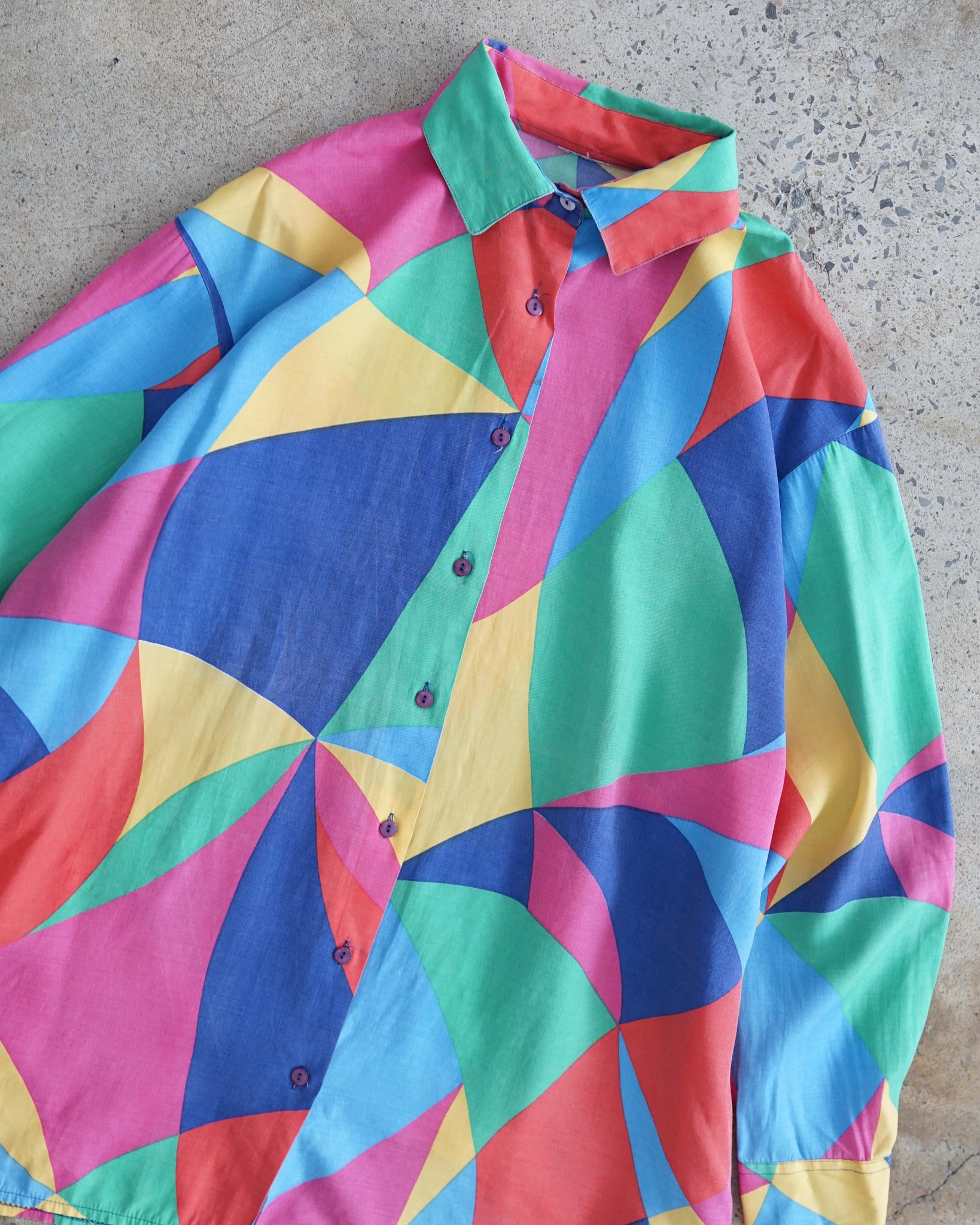 vintage colorblock button-up shirt – Chez Claude Vintage