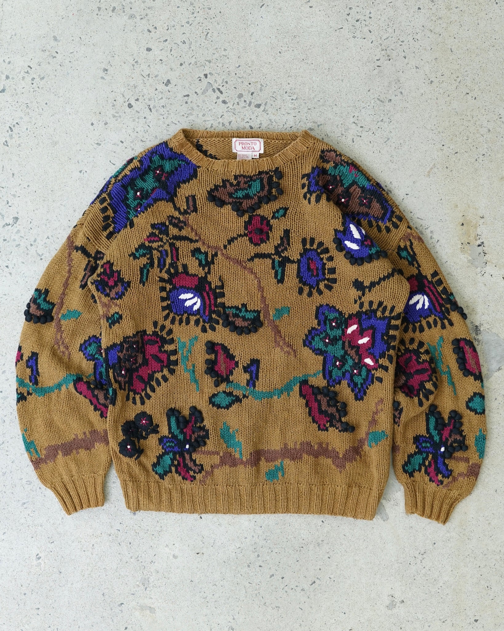 pronto moda flowers knit sweater