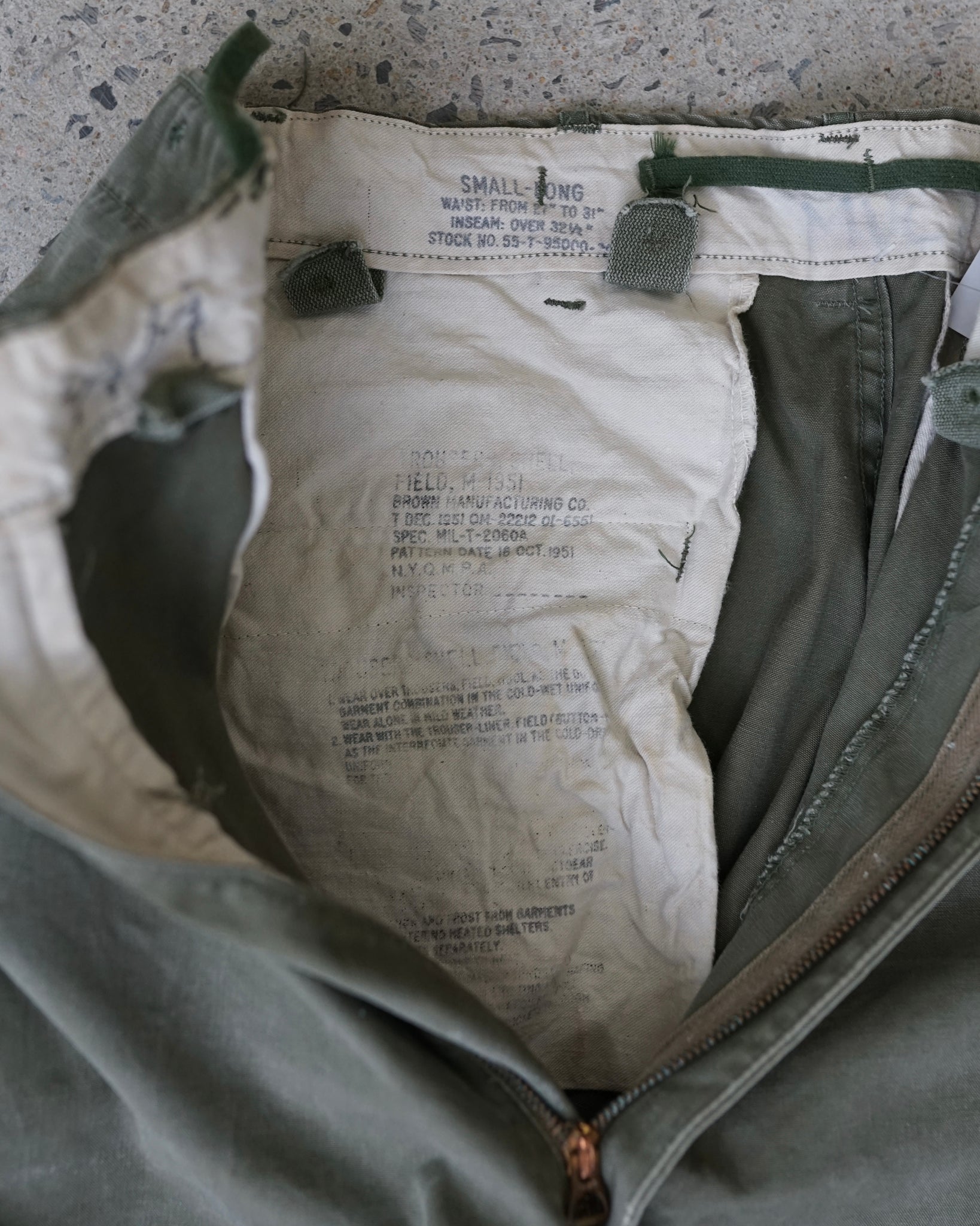 m-1951 military trousers shell pants