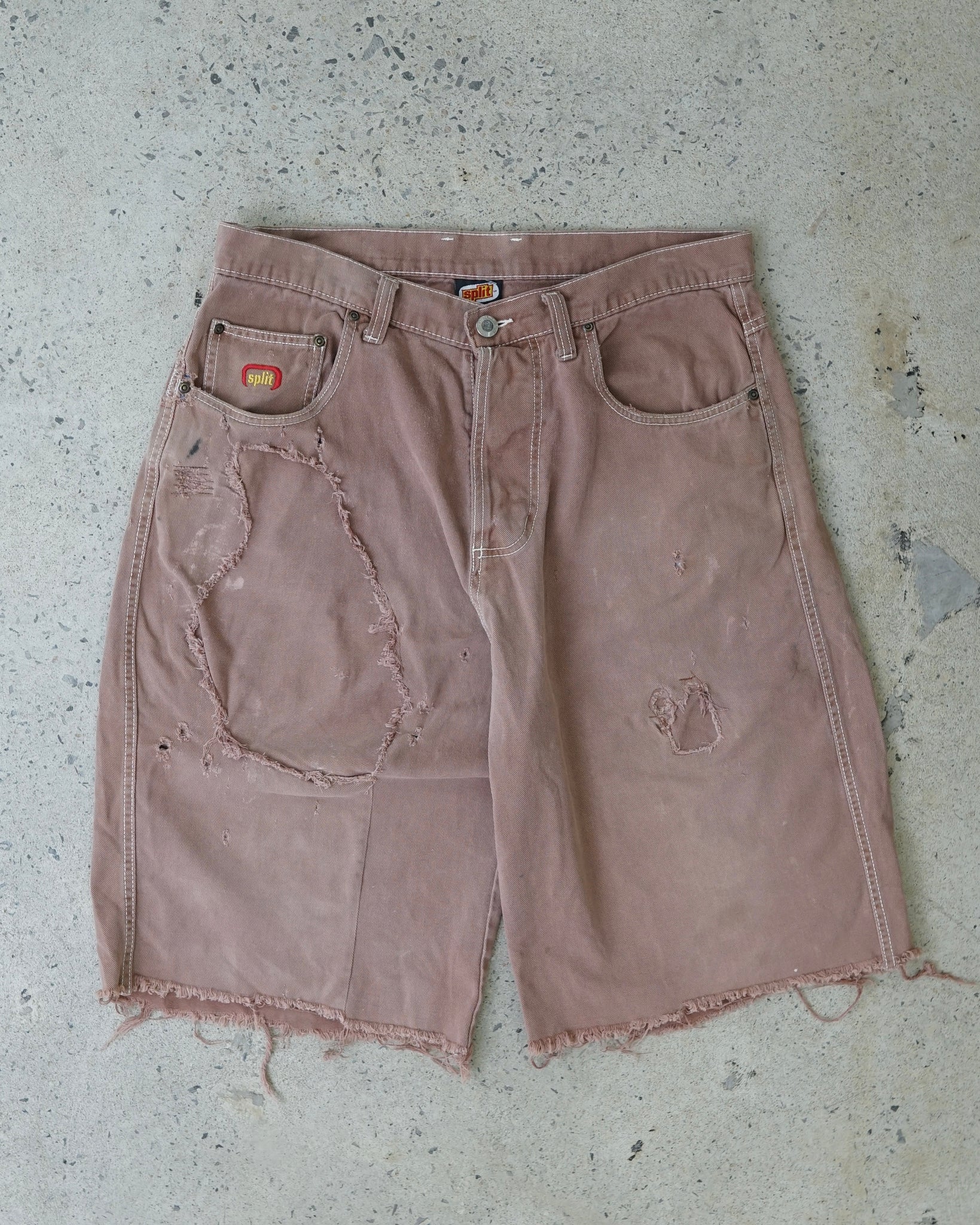 split jean shorts