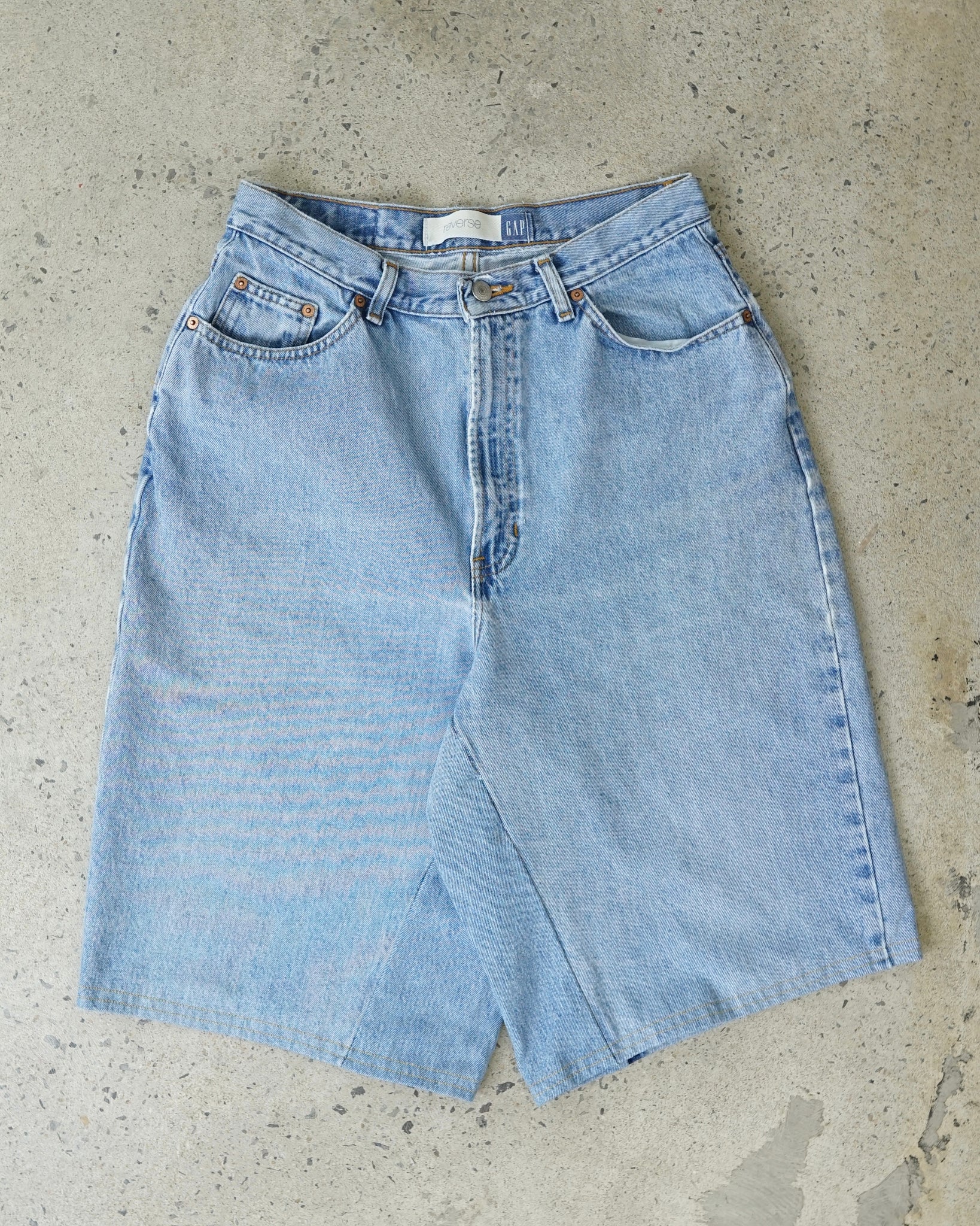 gap baggy reworked jean shorts