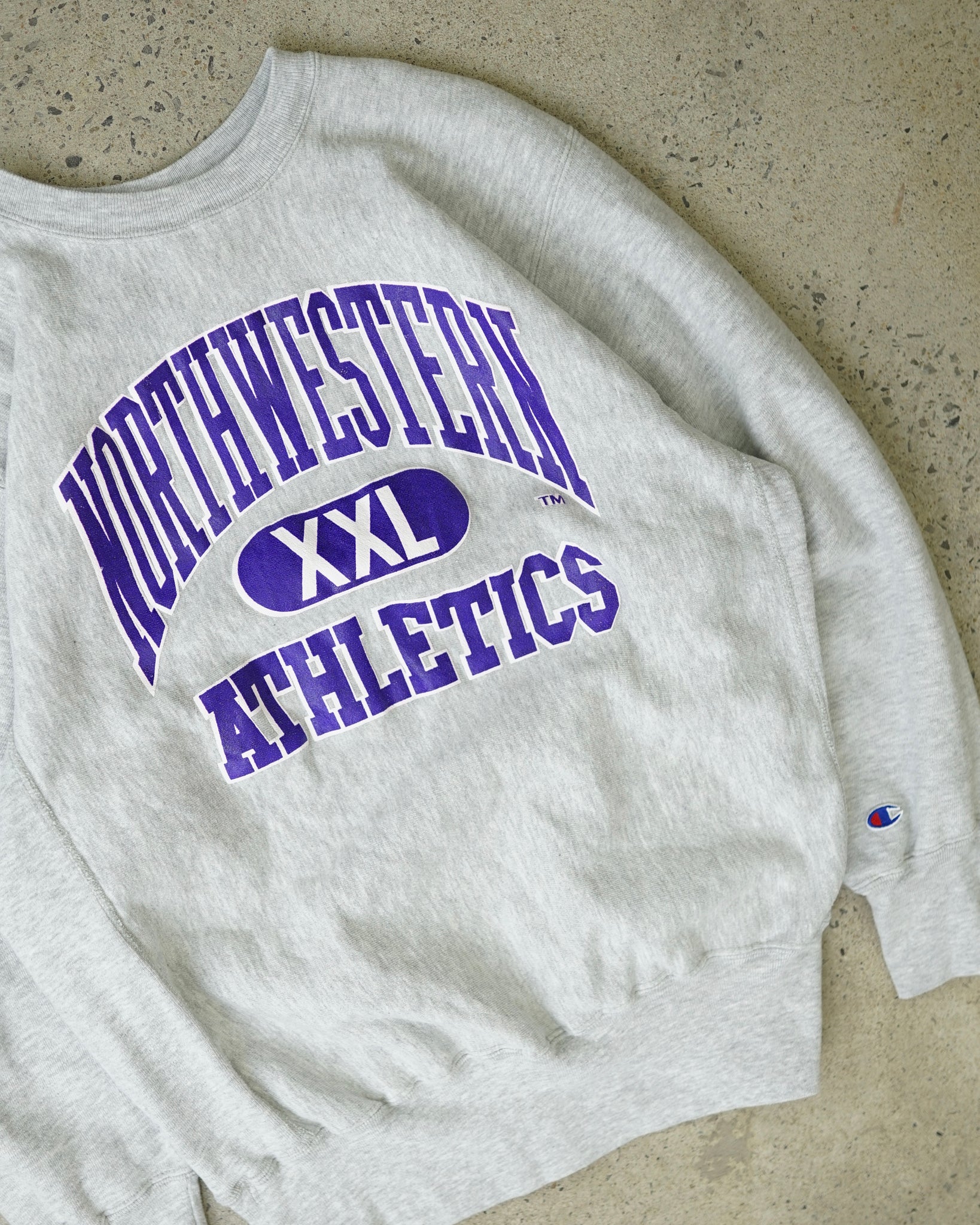 champion reverse weave northwestern crewneck - slim large