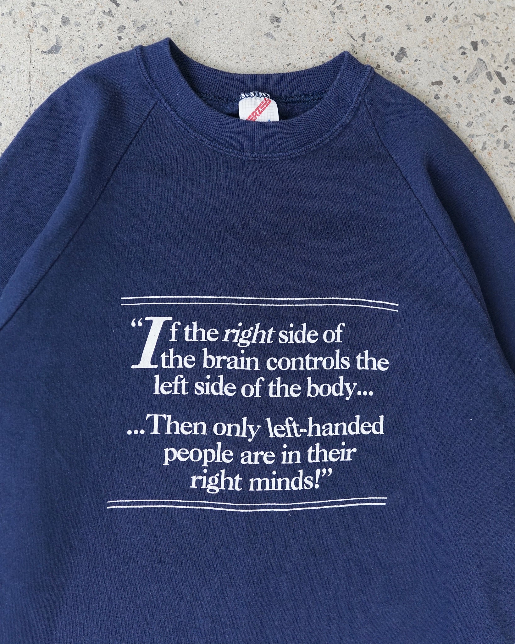 left handed crewneck - small