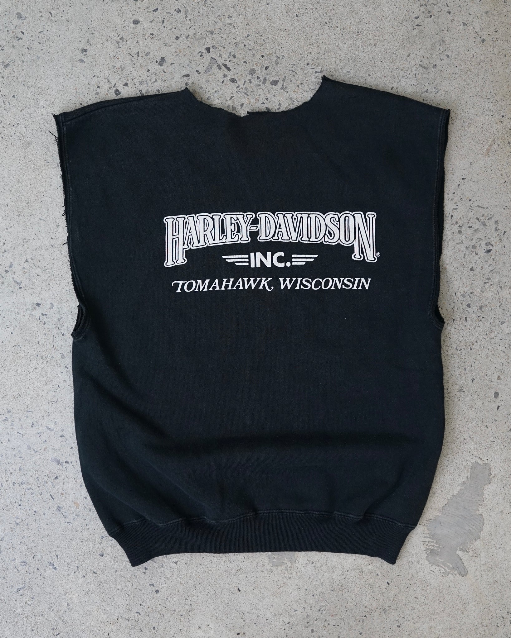 harley davidson tomahawk wisconsin 1992 cut-off crewneck muscle tank