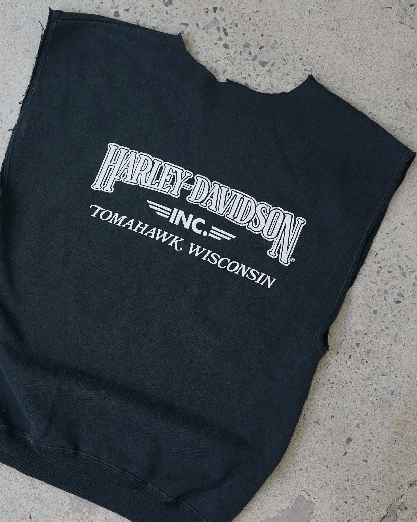 harley davidson tomahawk wisconsin 1992 cut-off crewneck muscle tank