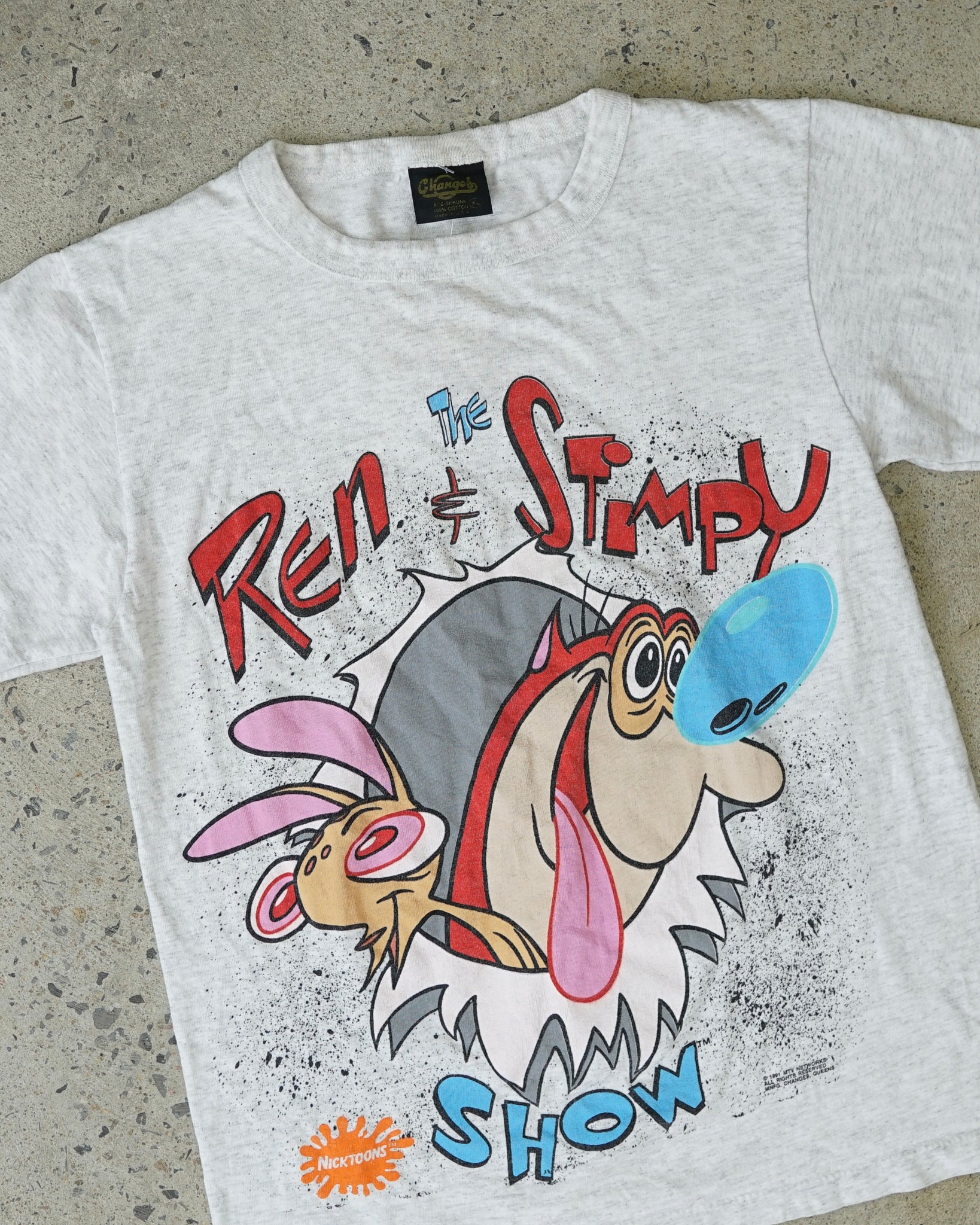 the ren and stimpy show nicktoons 1991 t-shirt - XS