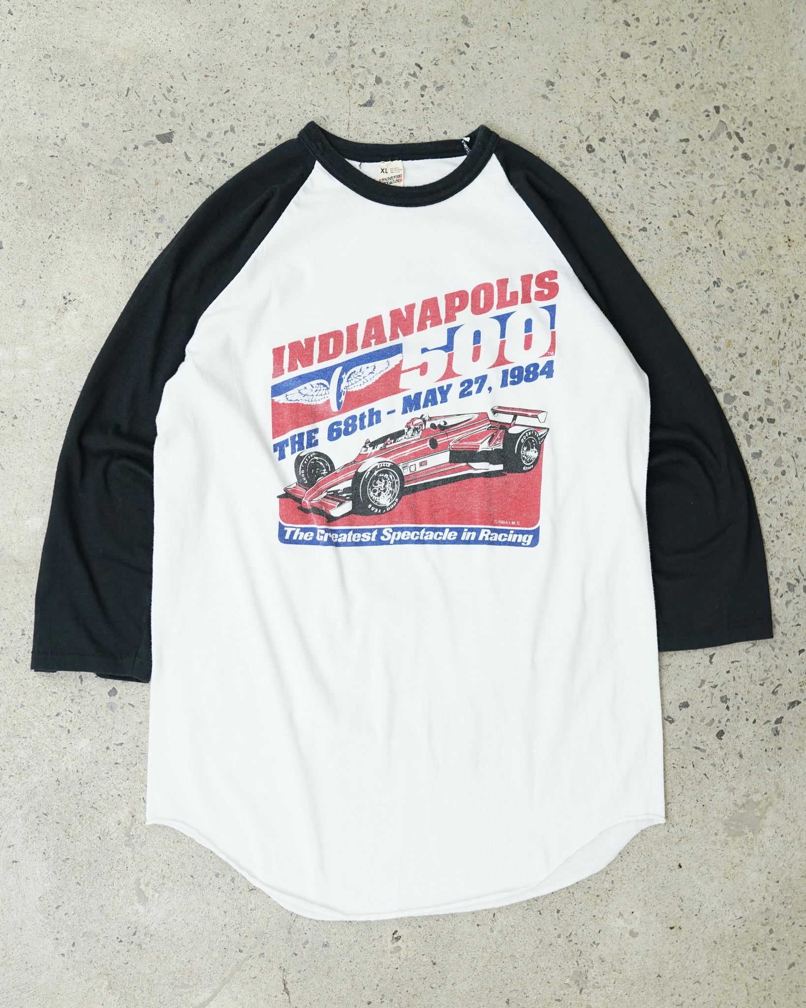 indianapolis 500 1984 raglan shirt - medium