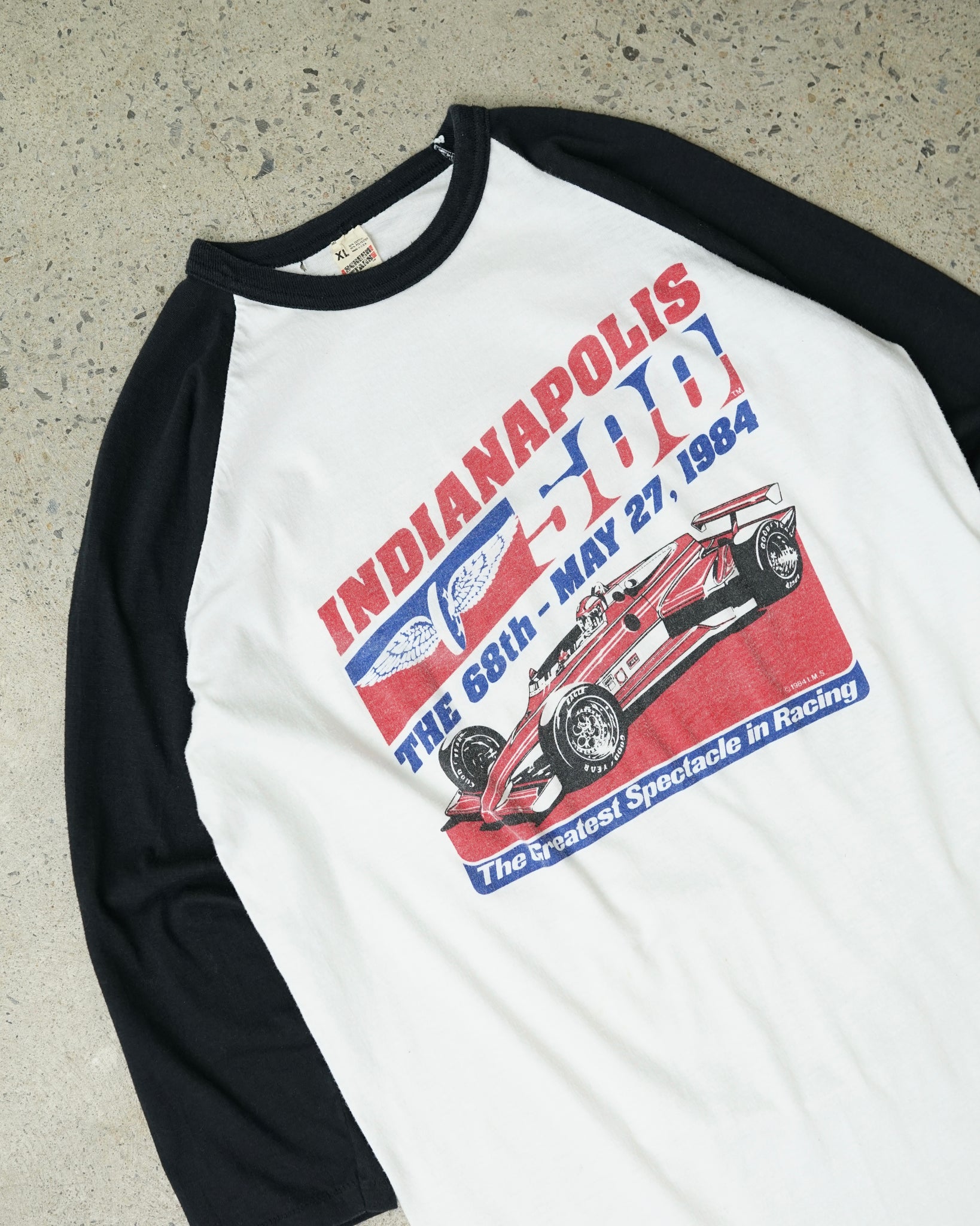 indianapolis 500 1984 raglan shirt - medium