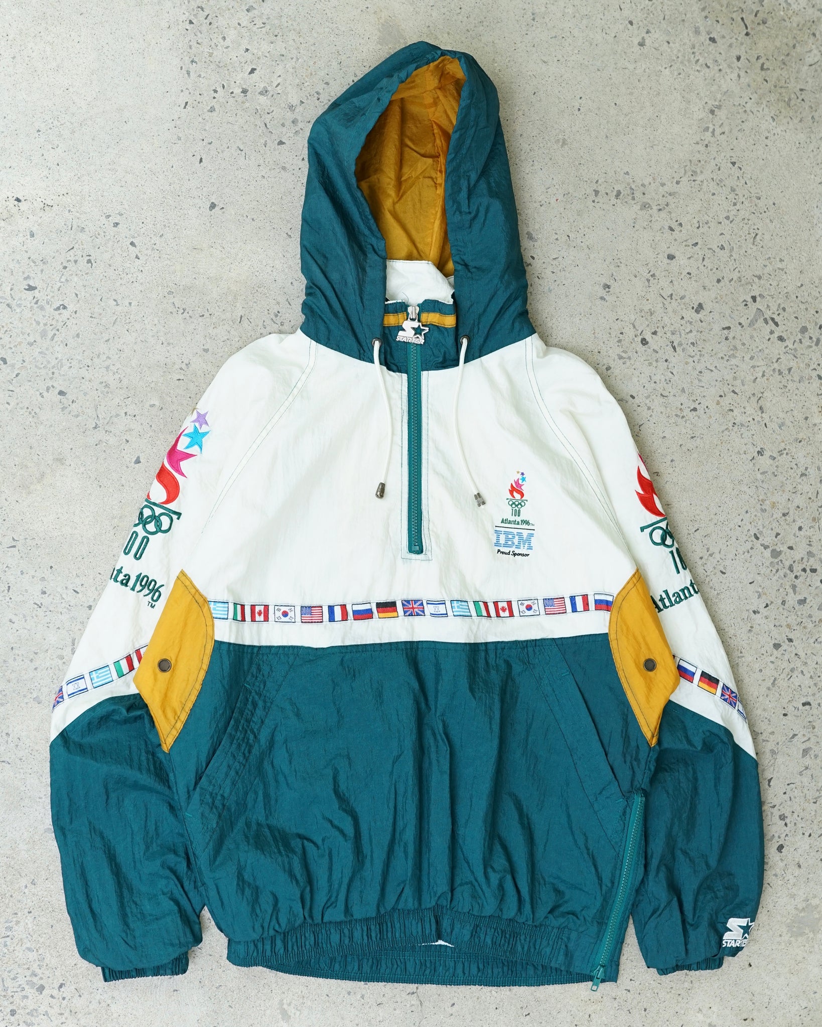 atlanta olympic 1/3 zip windbreaker - medium