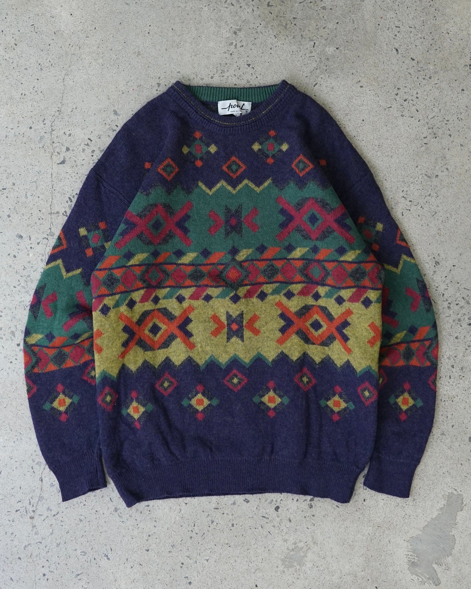 point knit wool sweater