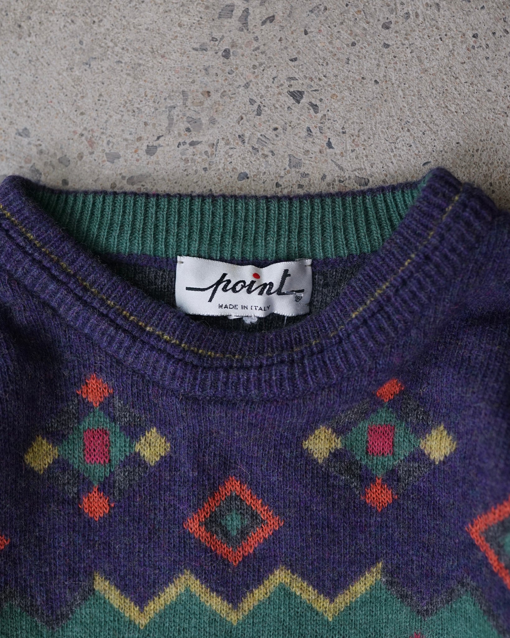point knit wool sweater