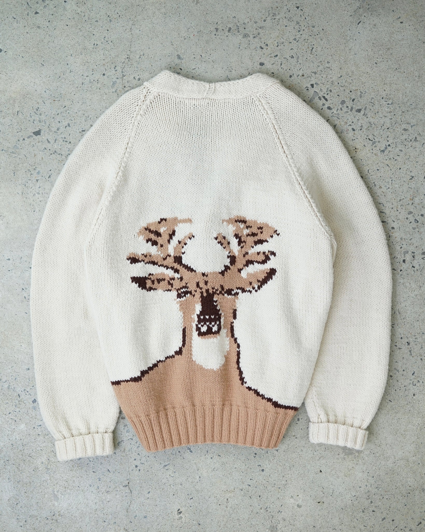 deer cowichan knit sweater - small