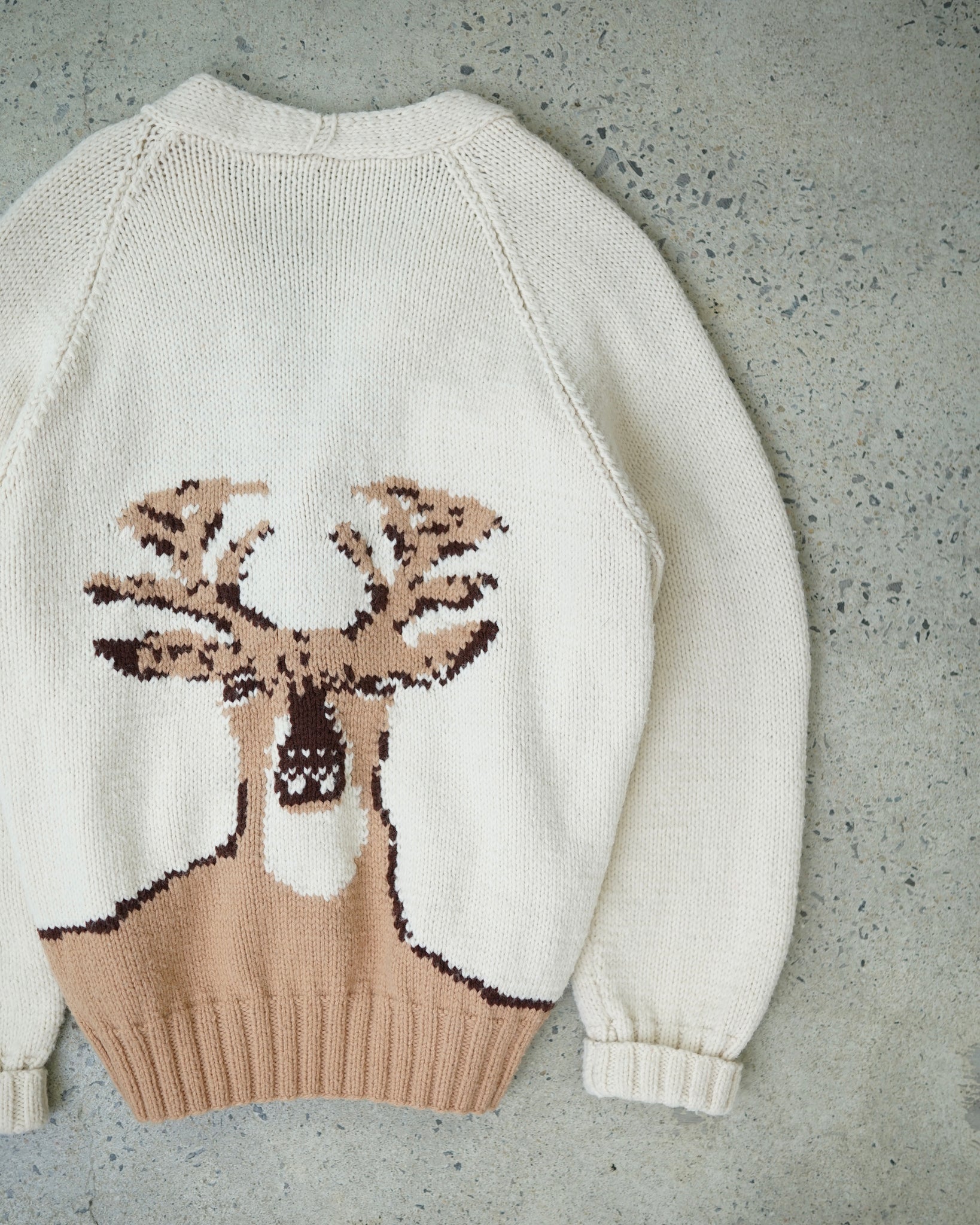 deer cowichan knit sweater - small