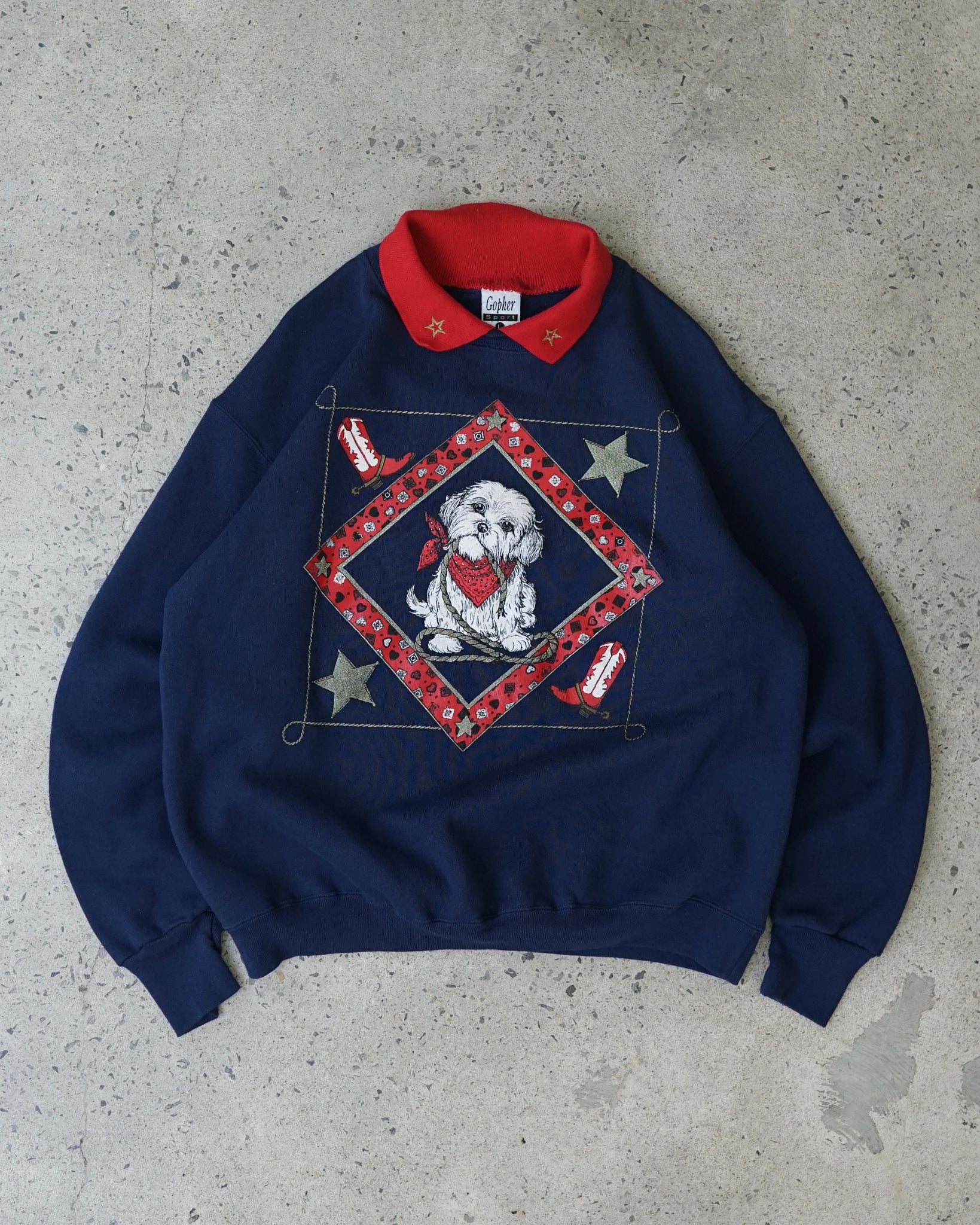 cute dog collared crewneck