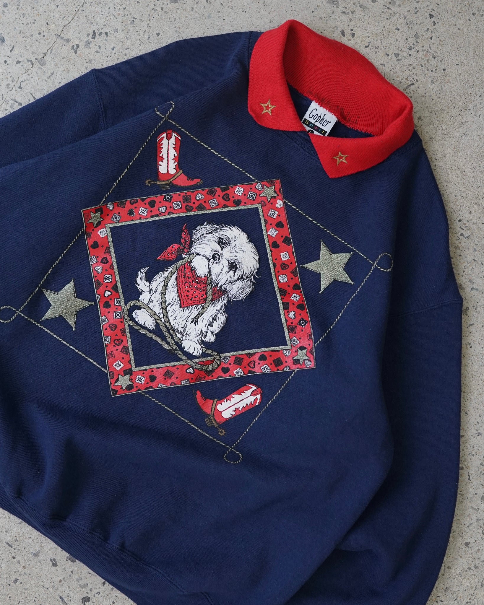cute dog collared crewneck