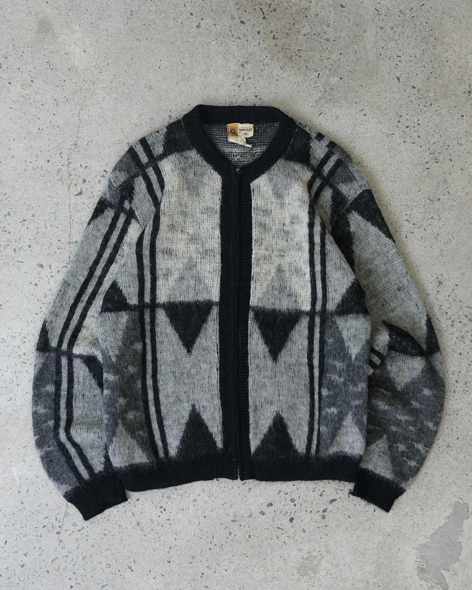 towncraft penney's mohair zip-up knit sweater