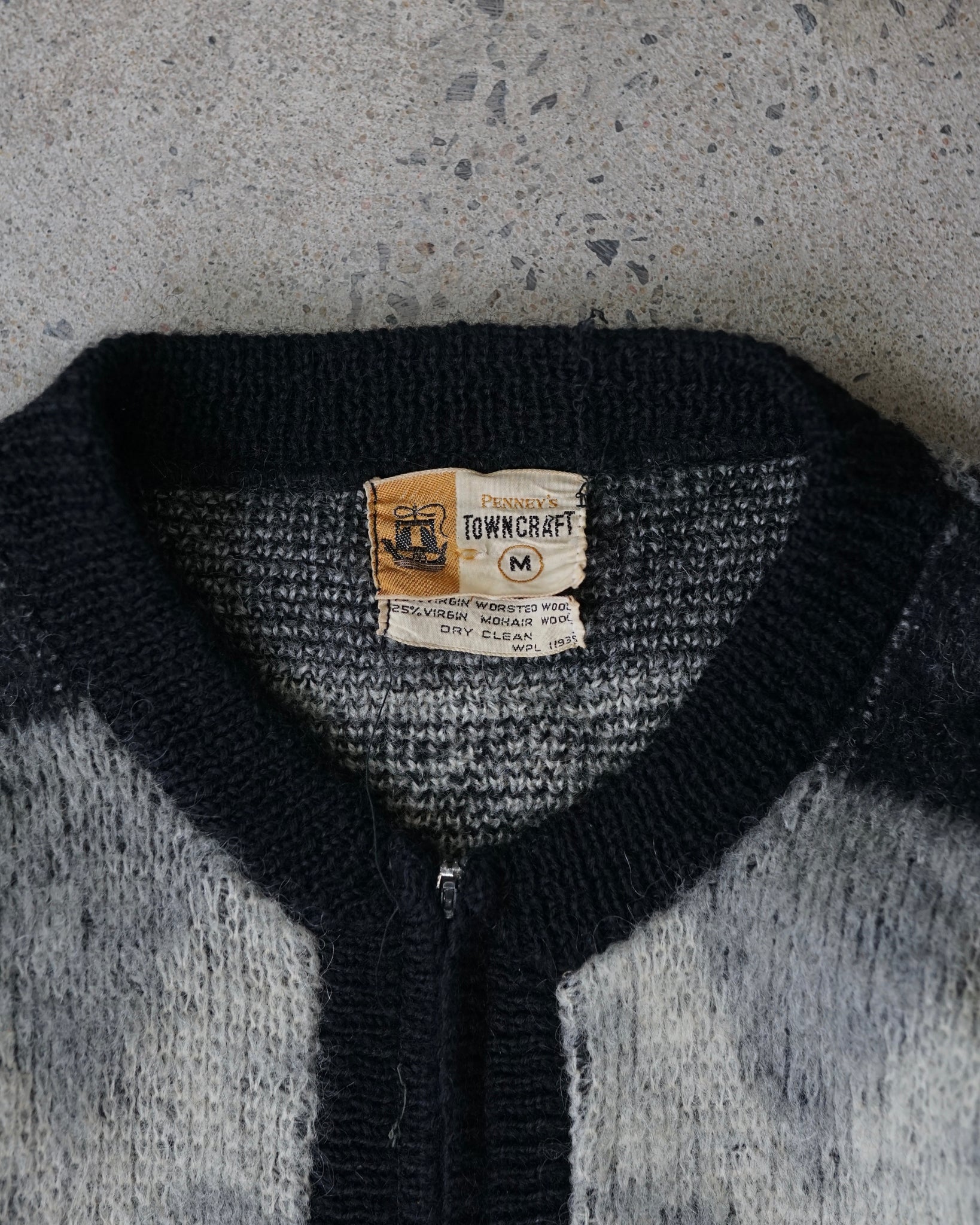 towncraft penney's mohair zip-up knit sweater