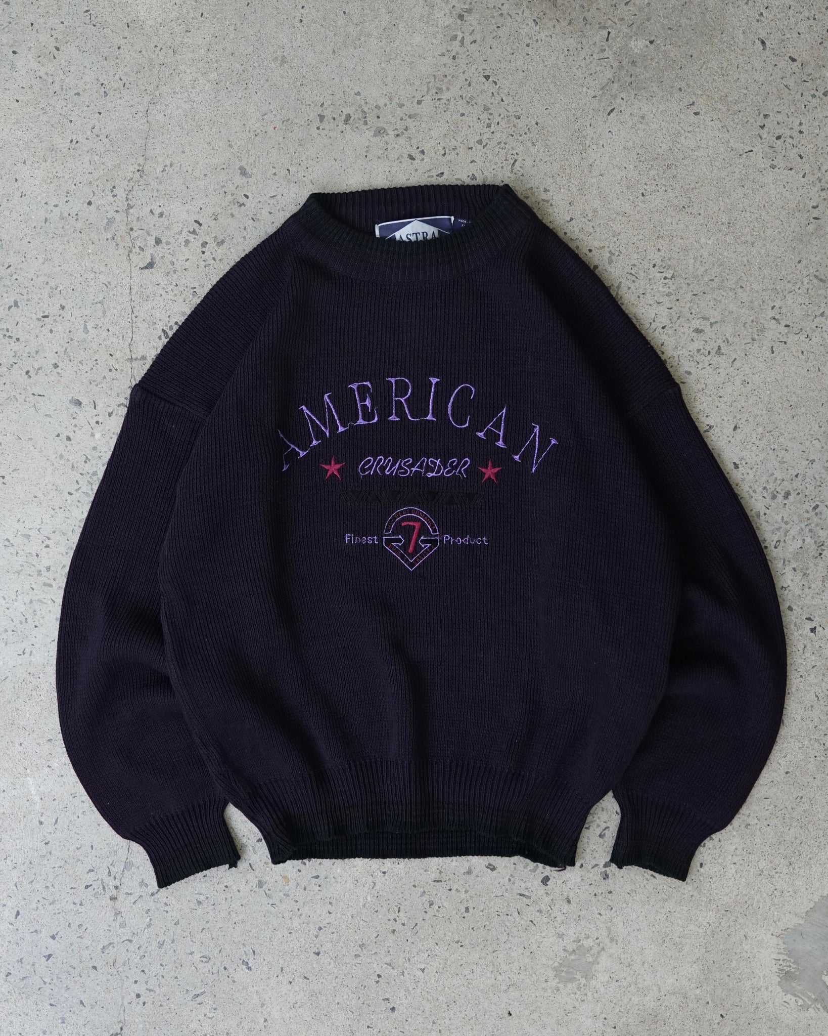 astra crusader purple knit sweater