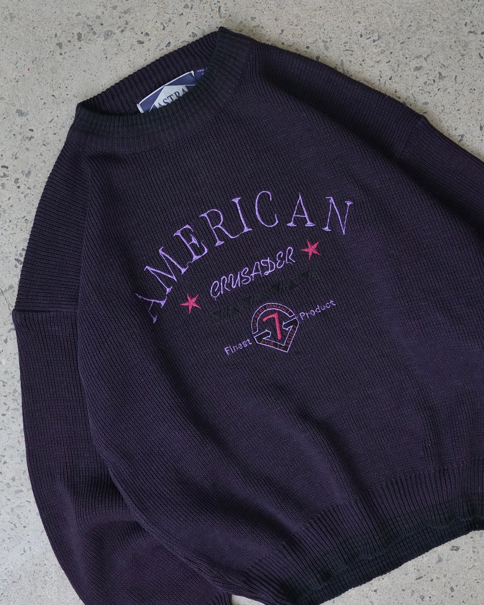 astra crusader purple knit sweater