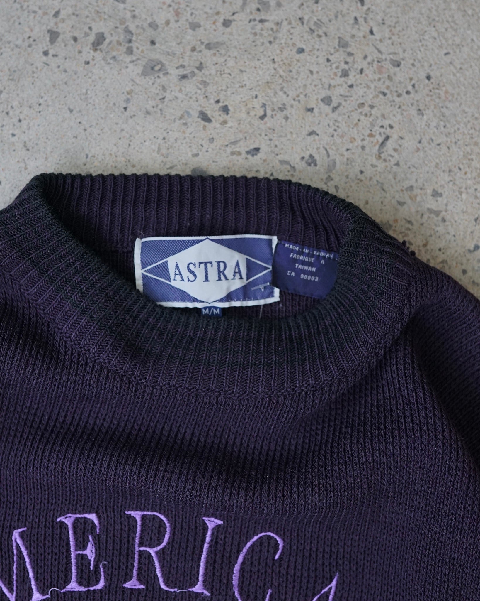astra crusader purple knit sweater