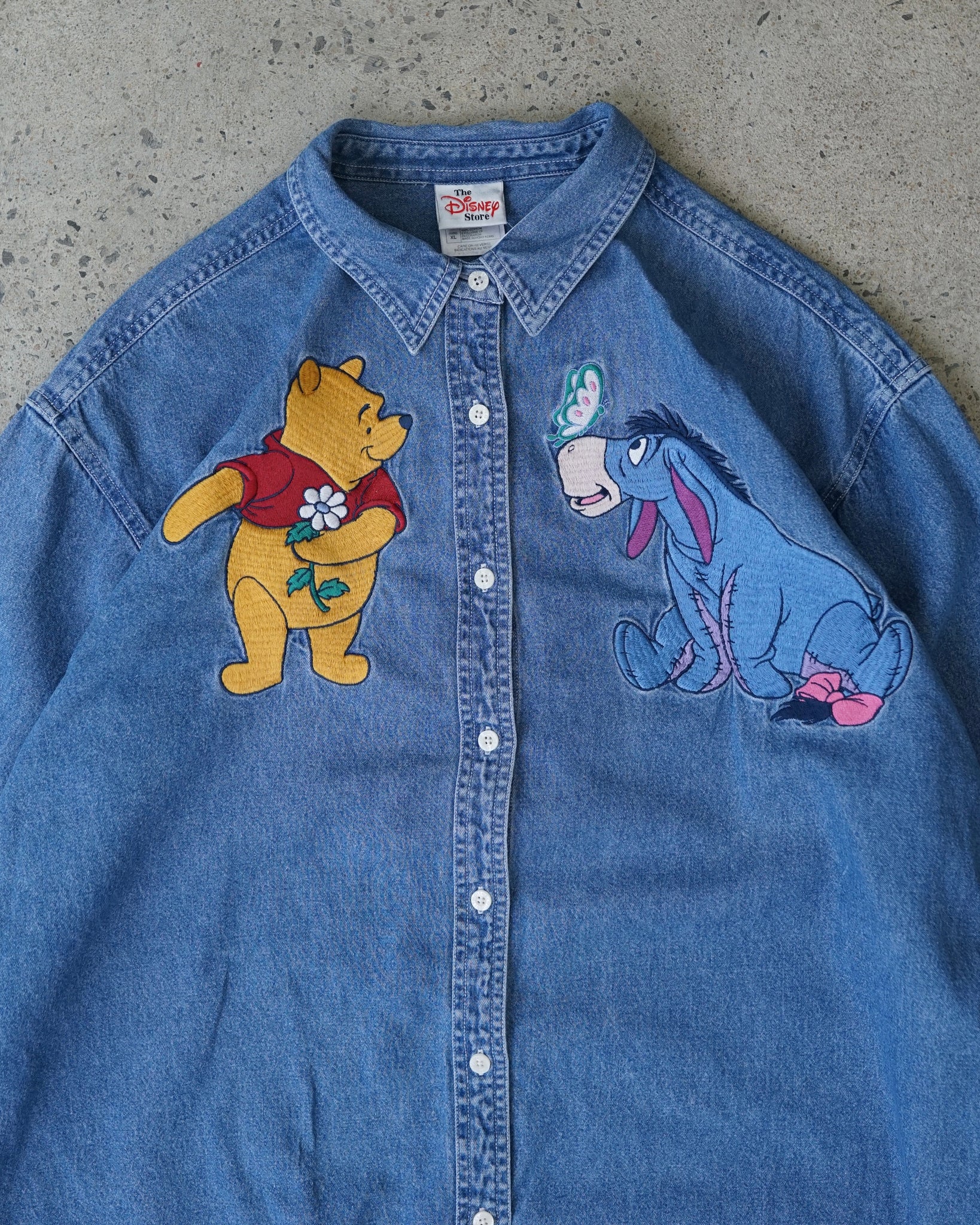 winnie the pooh disney denim button-up shirt