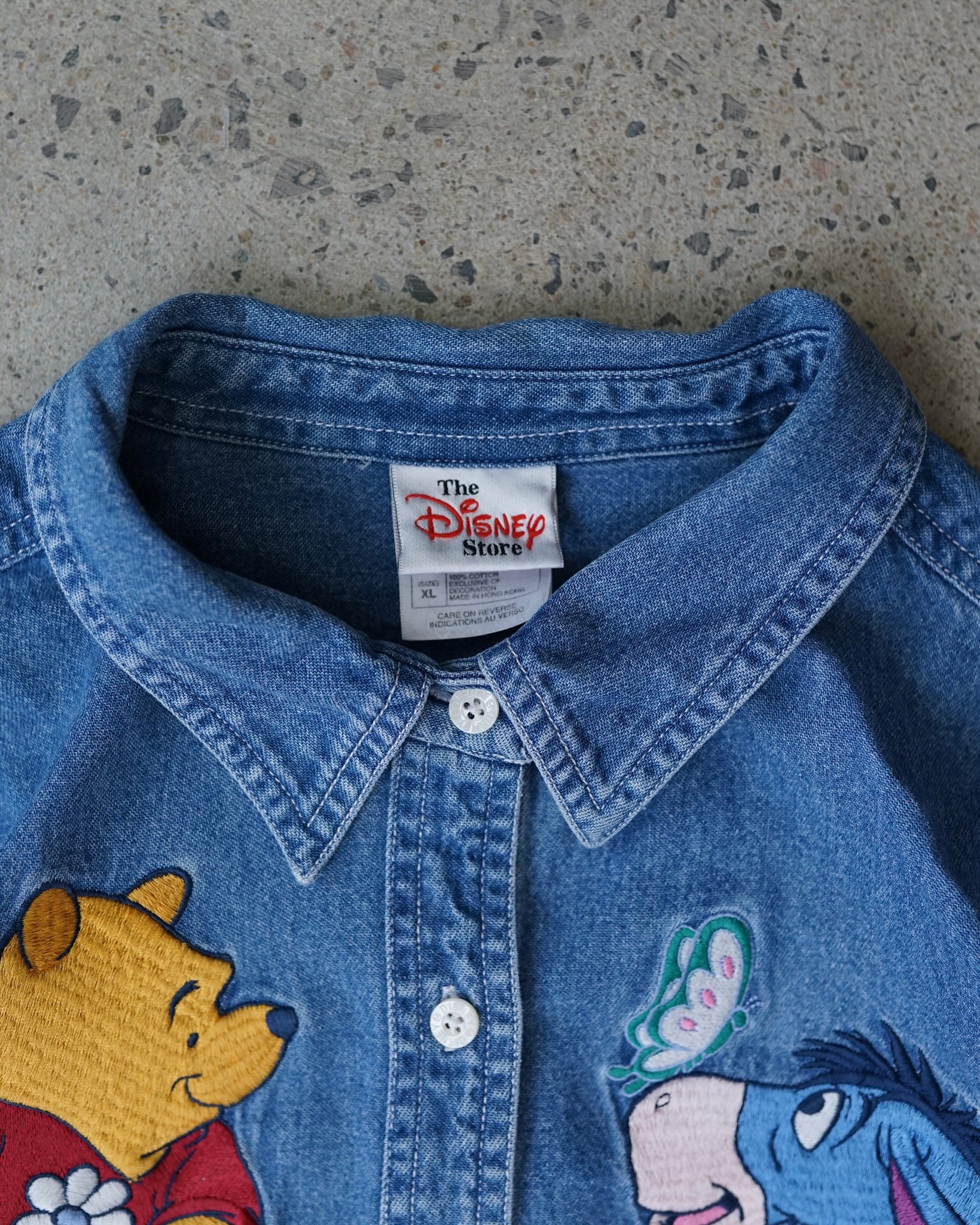 winnie the pooh disney denim button-up shirt