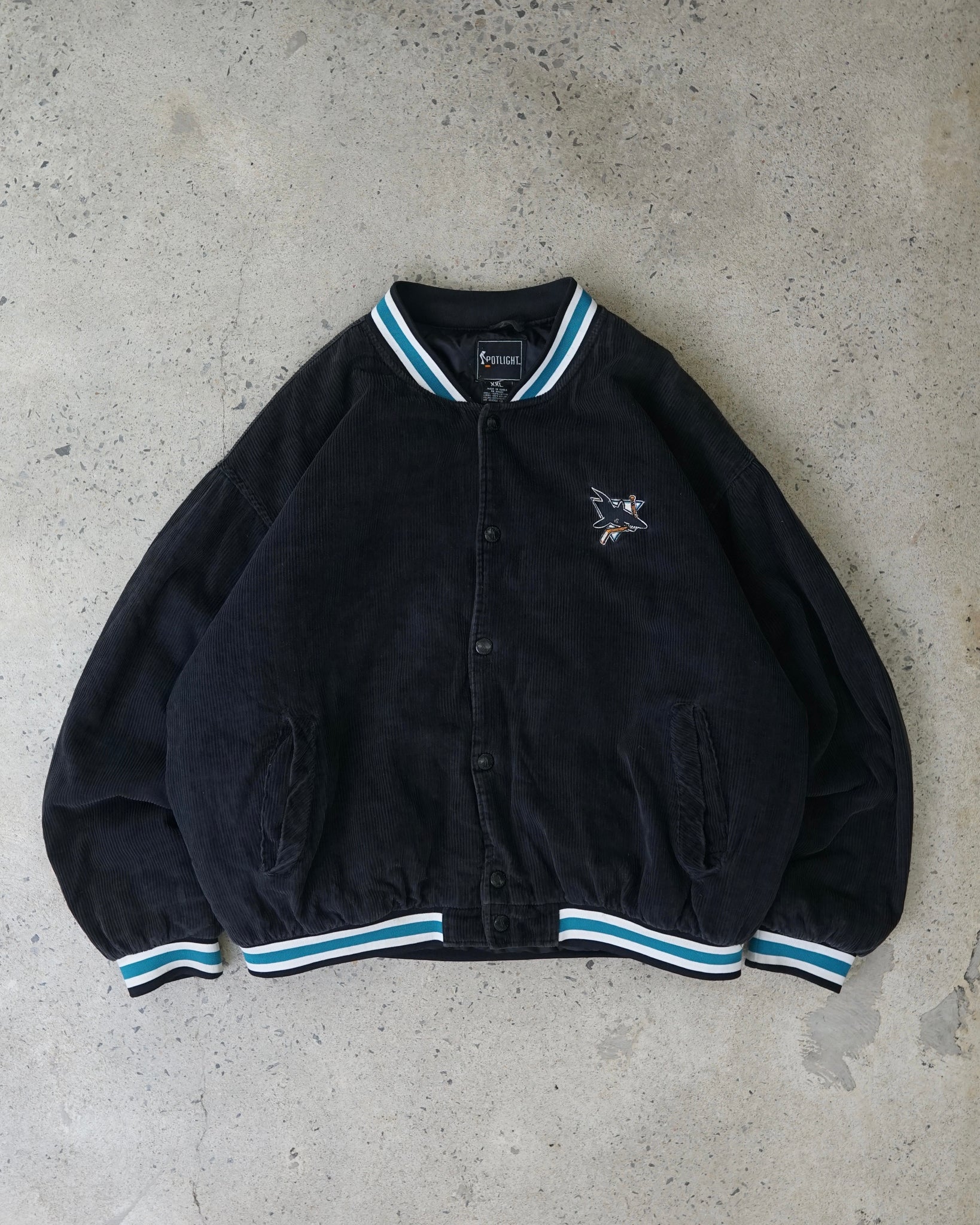 san jose sharks nhl corduroy bomber jacket