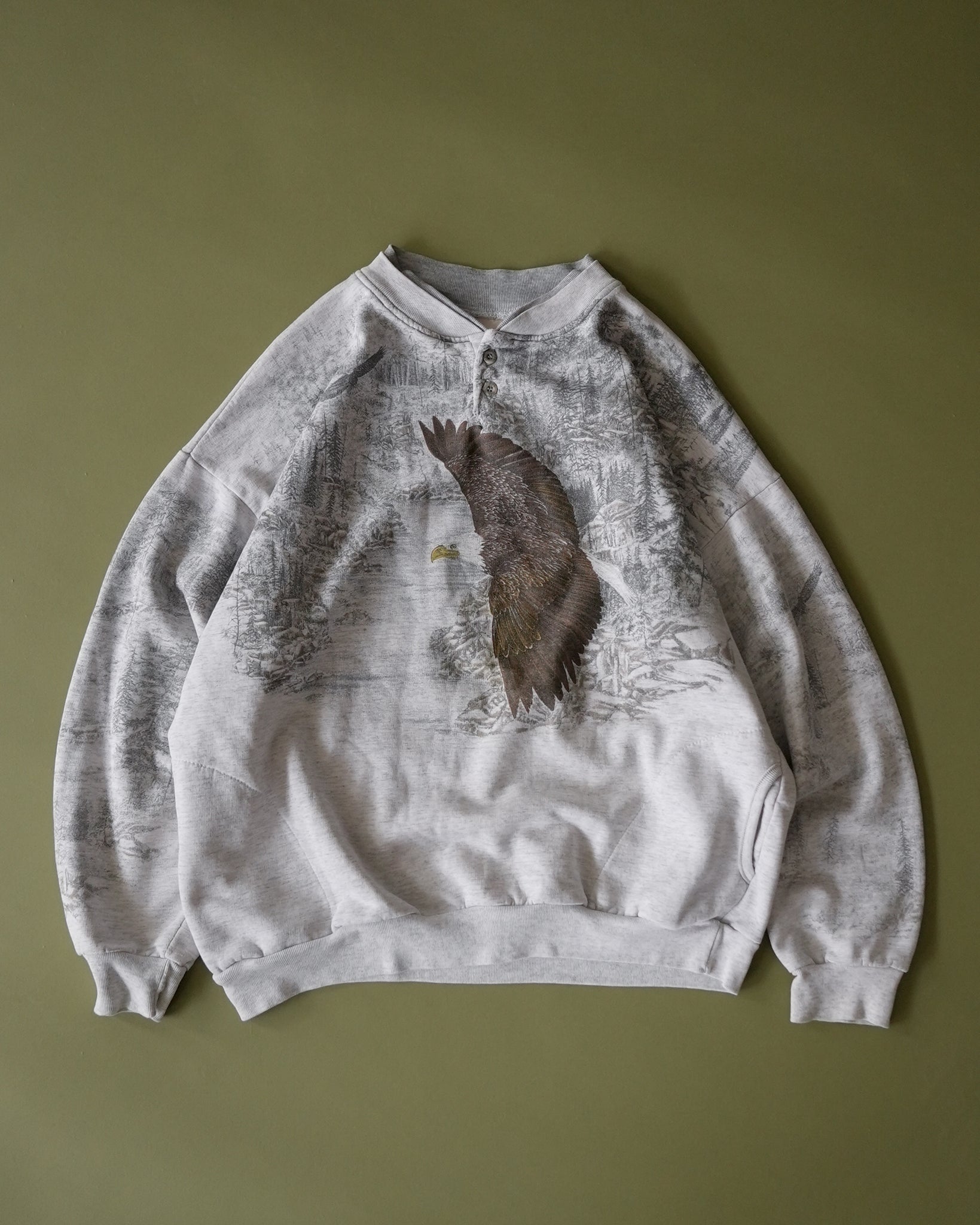 eagle nature all over print crewneck