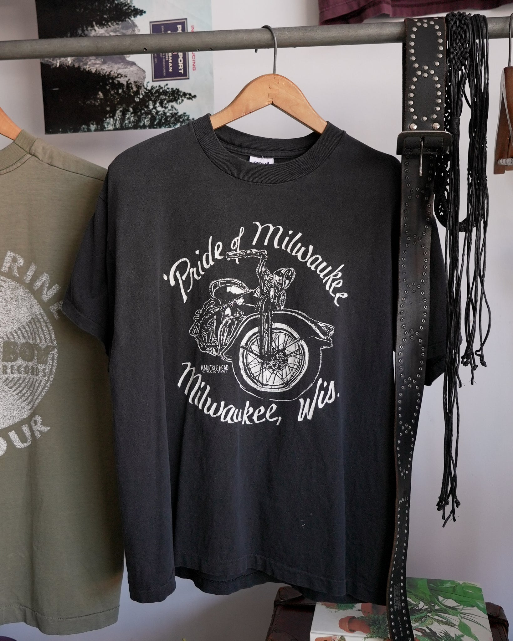 pride of milwaukee wisconsin motorcycle t-shirt