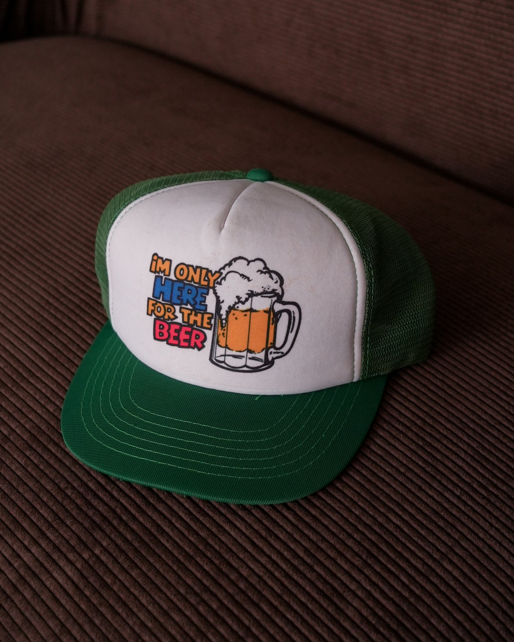 "im only here for the beer" trucker hat