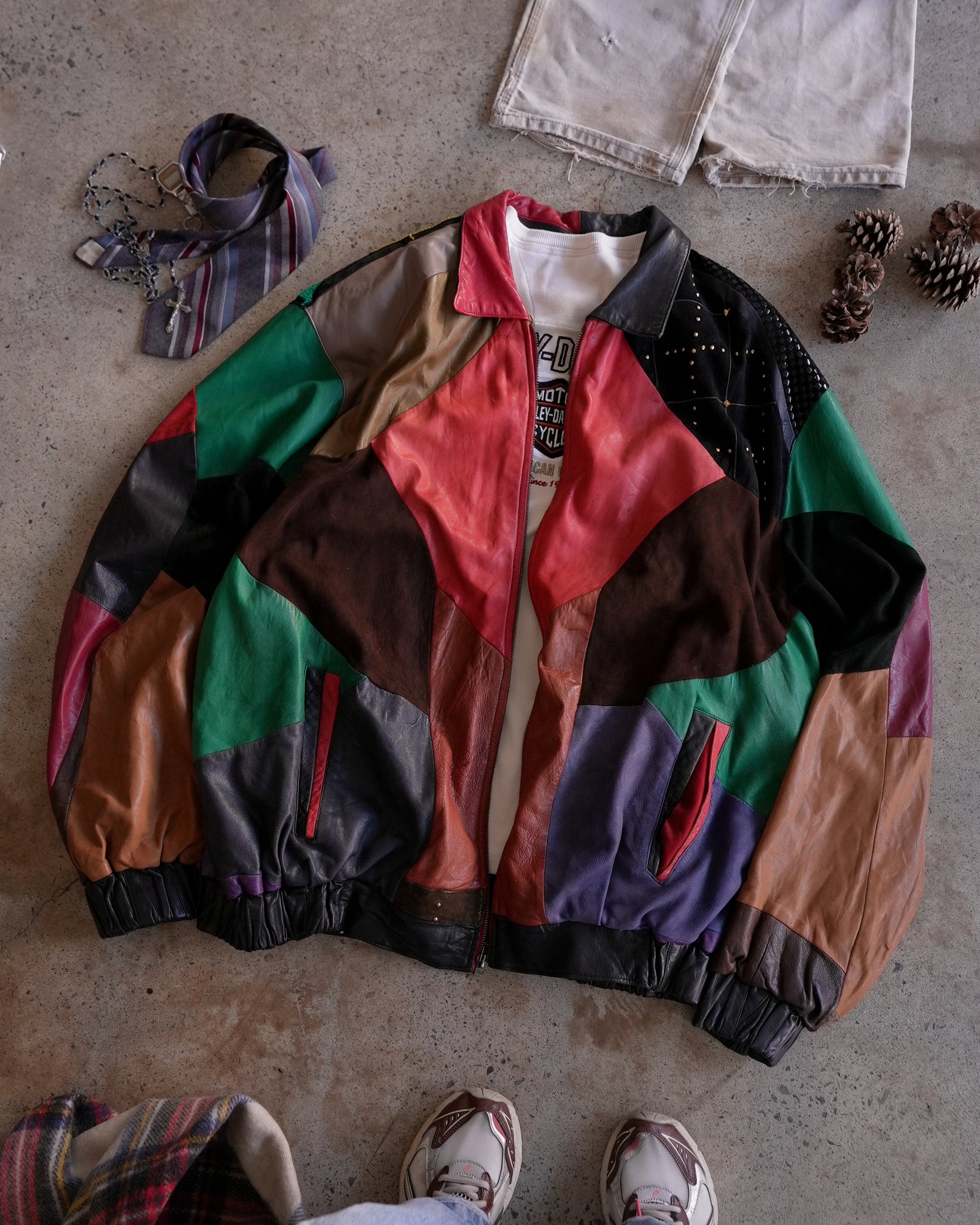 patchwork leather jacket