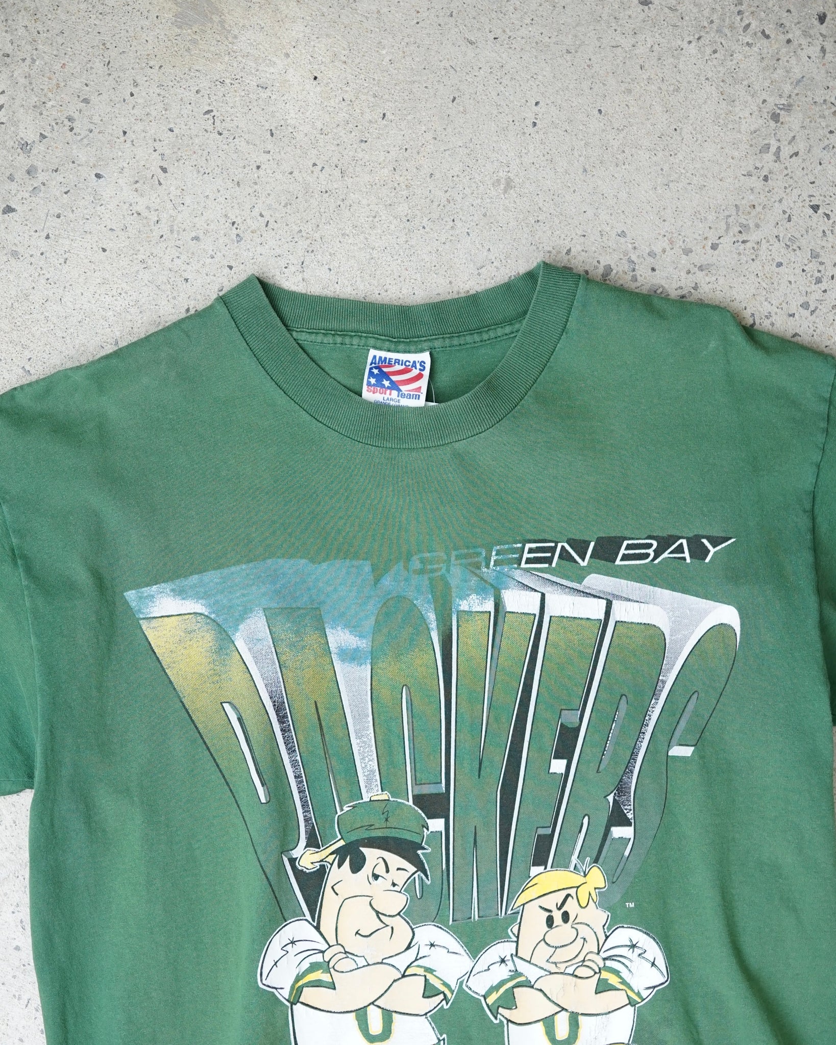 green bay packers 1994 the flintstones t-shirt - large