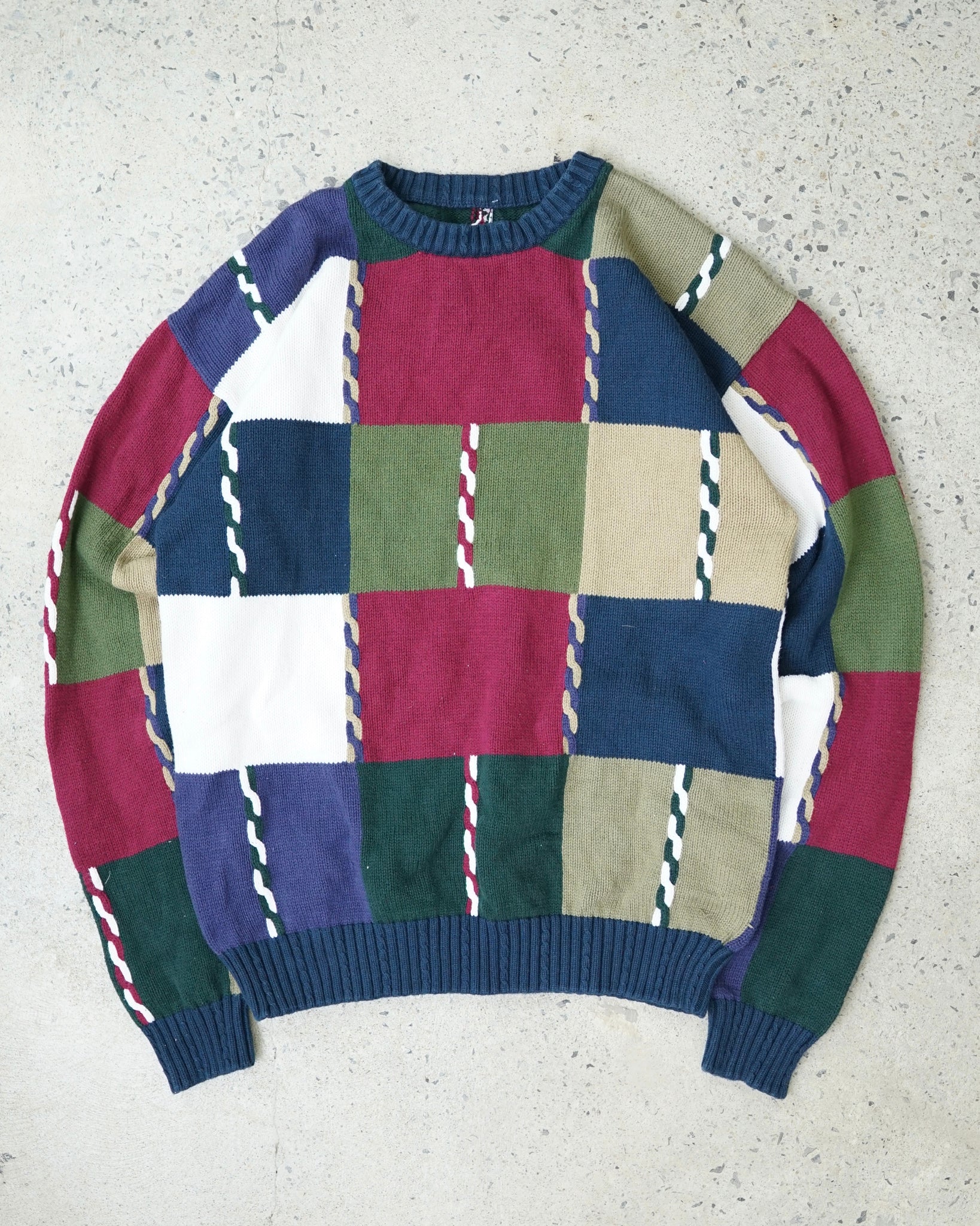 checkered knit sweater - medium